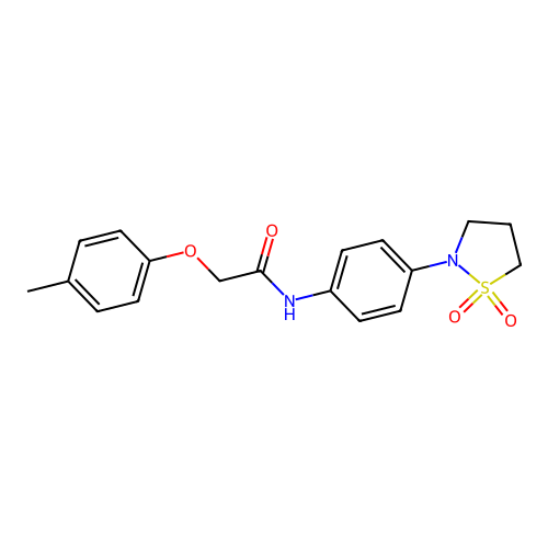 N-(4-(1,1-dioxidoisothiazolidin-2-yl)phenyl)-2-(p-tolyloxy)acetamide structure