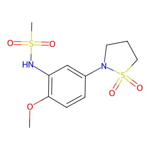 N-(5-(1,1-dioxidoisothiazolidin-2-yl)-2-methoxyphenyl)methanesulfonamide structure