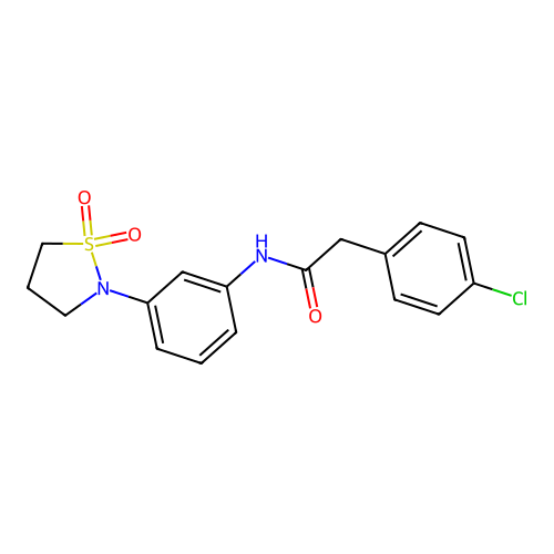2-(4-chlorophenyl)-N-(3-(1,1-dioxidoisothiazolidin-2-yl)phenyl)acetamide structure
