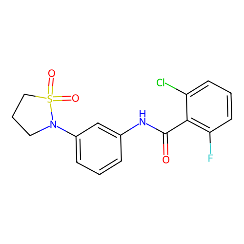 2-chloro-N-(3-(1,1-dioxidoisothiazolidin-2-yl)phenyl)-6-fluorobenzamide structure