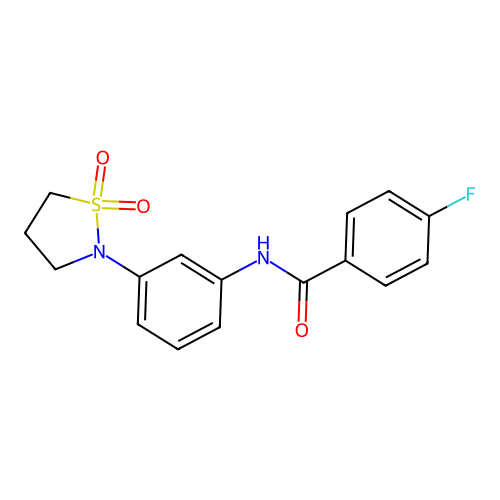 N-(3-(1,1-dioxidoisothiazolidin-2-yl)phenyl)-4-fluorobenzamide structure