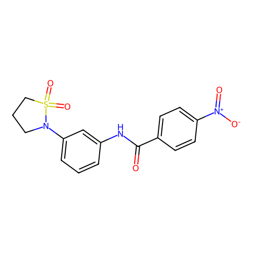 N-(3-(1,1-dioxidoisothiazolidin-2-yl)phenyl)-4-nitrobenzamide structure
