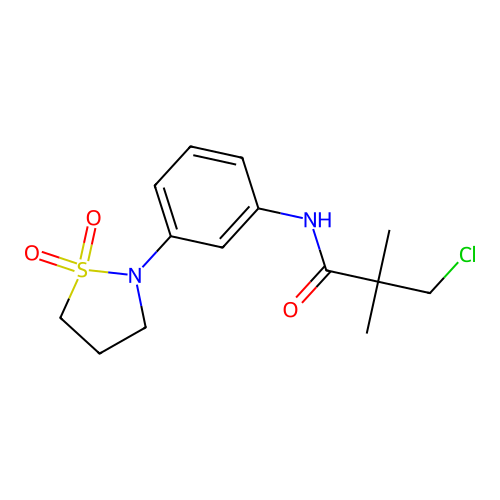 3-chloro-N-(3-(1,1-dioxidoisothiazolidin-2-yl)phenyl)-2,2-dimethylpropanamide structure