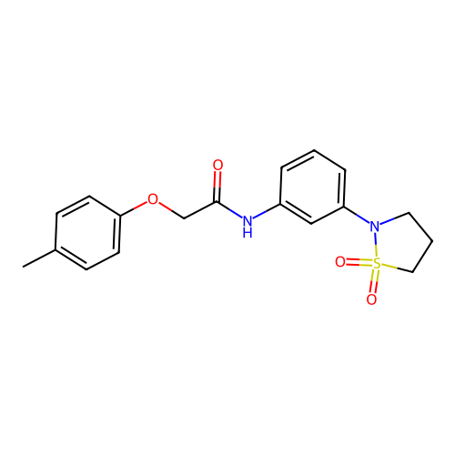 N-(3-(1,1-dioxidoisothiazolidin-2-yl)phenyl)-2-(p-tolyloxy)acetamide structure