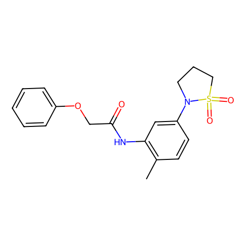 N-(5-(1,1-dioxidoisothiazolidin-2-yl)-2-methylphenyl)-2-phenoxyacetamide structure