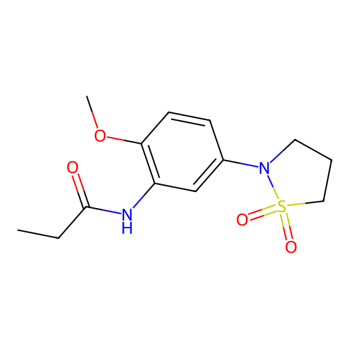N-(5-(1,1-dioxidoisothiazolidin-2-yl)-2-methoxyphenyl)propionamide structure