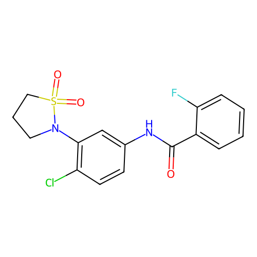 N-(4-chloro-3-(1,1-dioxidoisothiazolidin-2-yl)phenyl)-2-fluorobenzamide structure