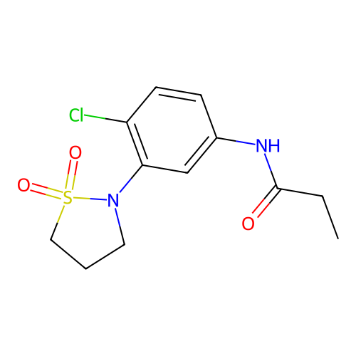 N-(4-chloro-3-(1,1-dioxidoisothiazolidin-2-yl)phenyl)propionamide structure