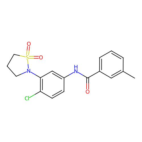 N-(4-chloro-3-(1,1-dioxidoisothiazolidin-2-yl)phenyl)-3-methylbenzamide structure