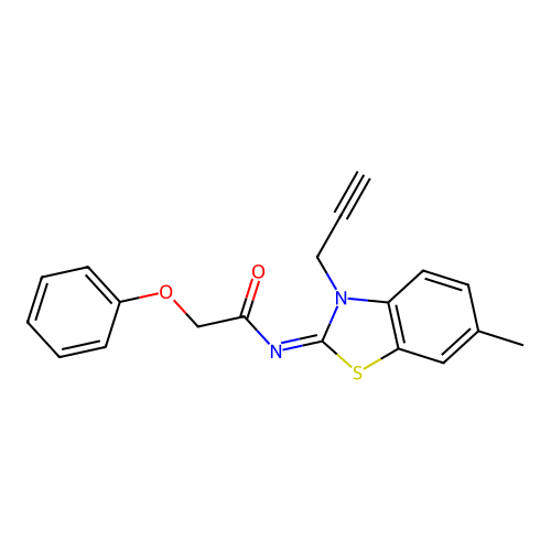 N-(6-methyl-3-prop-2-ynyl-1,3-benzothiazol-2-ylidene)-2-phenoxyacetamide structure