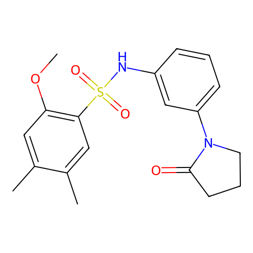 2-methoxy-4,5-dimethyl-N-(3-(2-oxopyrrolidin-1-yl)phenyl)benzenesulfonamide structure
