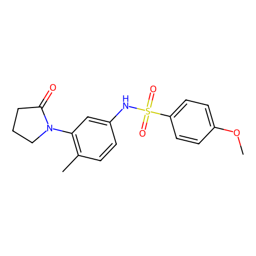 4-methoxy-N-(4-methyl-3-(2-oxopyrrolidin-1-yl)phenyl)benzenesulfonamide structure