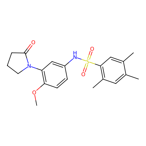 N-(4-methoxy-3-(2-oxopyrrolidin-1-yl)phenyl)-2,4,5-trimethylbenzenesulfonamide structure