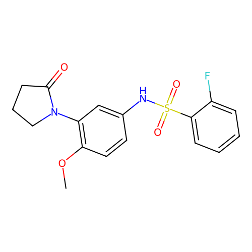 2-fluoro-N-(4-methoxy-3-(2-oxopyrrolidin-1-yl)phenyl)benzenesulfonamide structure