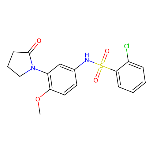 2-chloro-N-(4-methoxy-3-(2-oxopyrrolidin-1-yl)phenyl)benzenesulfonamide structure