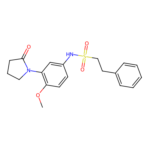 N-(4-methoxy-3-(2-oxopyrrolidin-1-yl)phenyl)-2-phenylethanesulfonamide structure