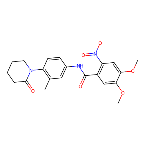 4,5-dimethoxy-N-[3-methyl-4-(2-oxopiperidin-1-yl)phenyl]-2-nitrobenzamide structure