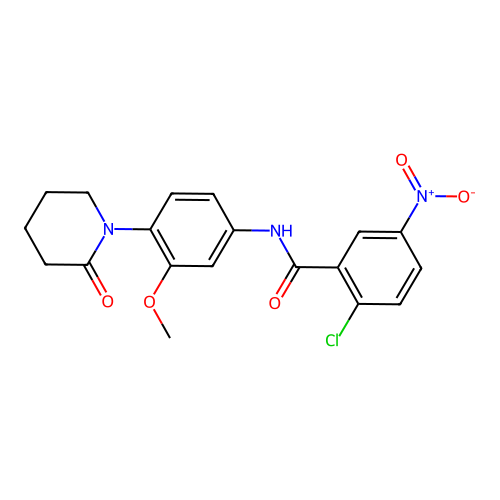 2-chloro-N-[3-methoxy-4-(2-oxopiperidin-1-yl)phenyl]-5-nitrobenzamide structure