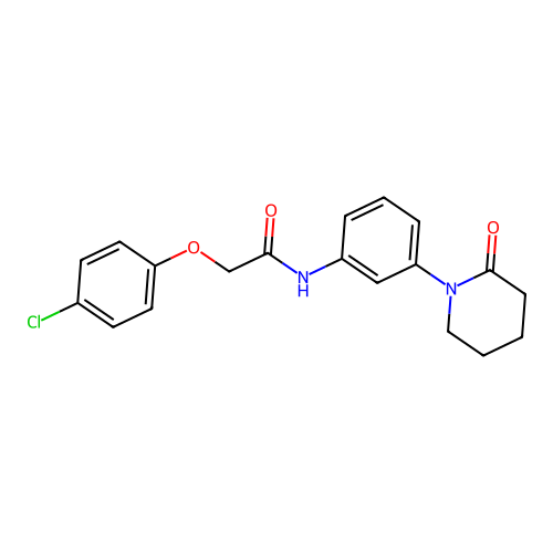 2-(4-chlorophenoxy)-N-[3-(2-oxopiperidin-1-yl)phenyl]acetamide structure