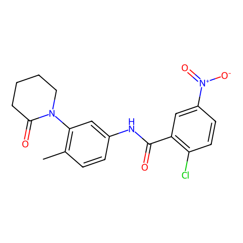 2-chloro-N-[4-methyl-3-(2-oxopiperidin-1-yl)phenyl]-5-nitrobenzamide structure