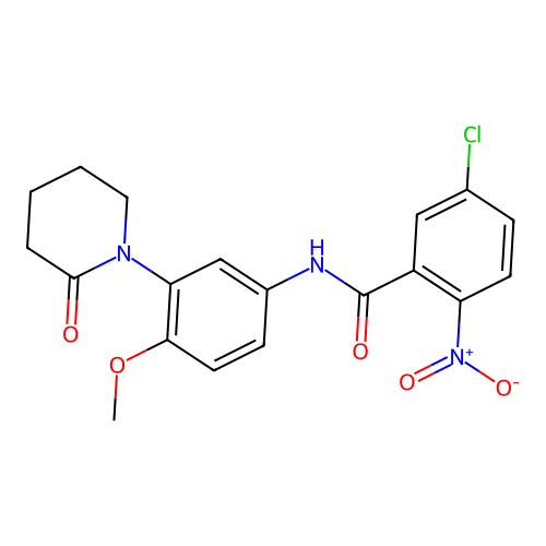 5-chloro-N-[4-methoxy-3-(2-oxopiperidin-1-yl)phenyl]-2-nitrobenzamide structure