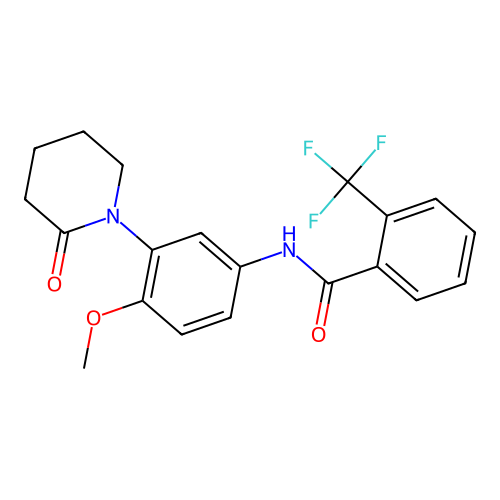 N-[4-methoxy-3-(2-oxopiperidin-1-yl)phenyl]-2-(trifluoromethyl)benzamide structure