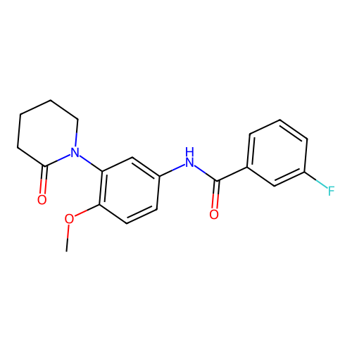 3-fluoro-N-[4-methoxy-3-(2-oxopiperidin-1-yl)phenyl]benzamide structure