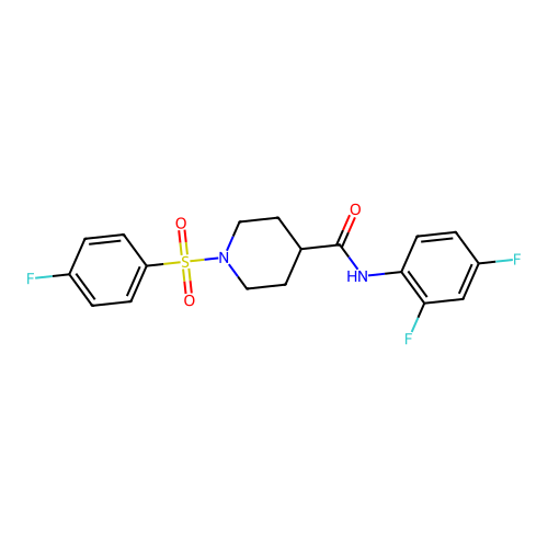 N-(2,4-difluorophenyl)-1-(4-fluorophenyl)sulfonylpiperidine-4-carboxamide structure