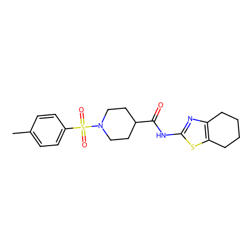 N-(4,5,6,7-tetrahydrobenzo[d]thiazol-2-yl)-1-tosylpiperidine-4-carboxamide structure