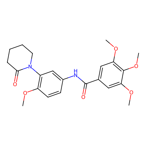 3,4,5-trimethoxy-N-[4-methoxy-3-(2-oxopiperidin-1-yl)phenyl]benzamide structure