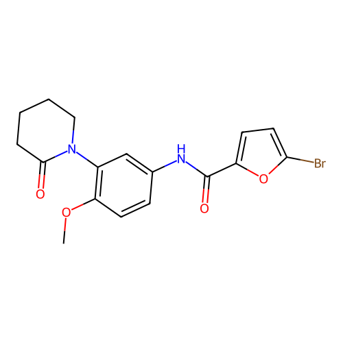5-bromo-N-[4-methoxy-3-(2-oxopiperidin-1-yl)phenyl]furan-2-carboxamide structure