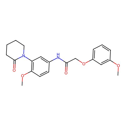 N-[4-methoxy-3-(2-oxopiperidin-1-yl)phenyl]-2-(3-methoxyphenoxy)acetamide structure