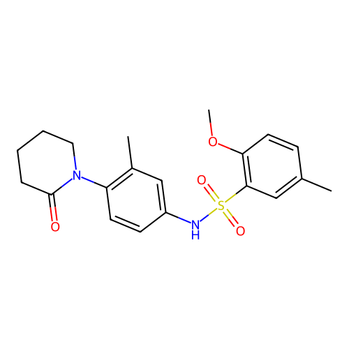 2-methoxy-5-methyl-N-(3-methyl-4-(2-oxopiperidin-1-yl)phenyl)benzenesulfonamide structure