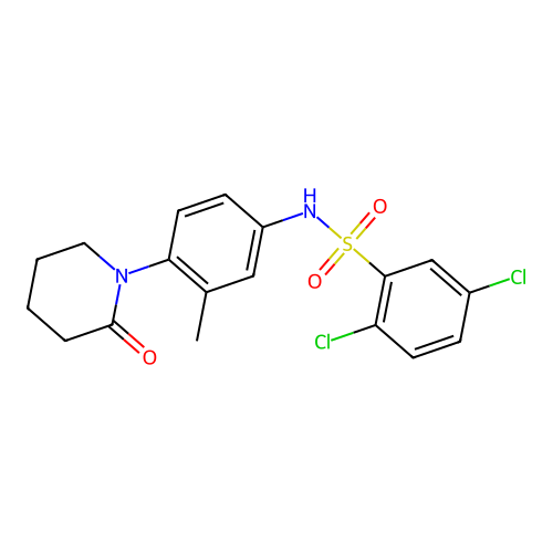 2,5-dichloro-N-(3-methyl-4-(2-oxopiperidin-1-yl)phenyl)benzenesulfonamide structure