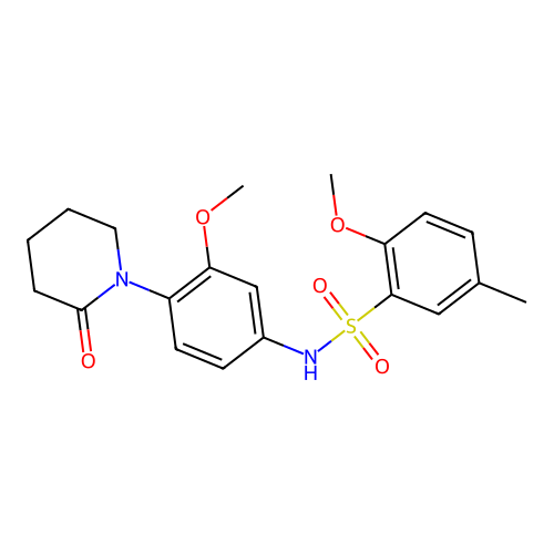 2-methoxy-N-(3-methoxy-4-(2-oxopiperidin-1-yl)phenyl)-5-methylbenzenesulfonamide structure