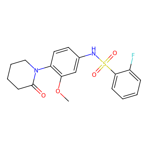2-fluoro-N-(3-methoxy-4-(2-oxopiperidin-1-yl)phenyl)benzenesulfonamide structure