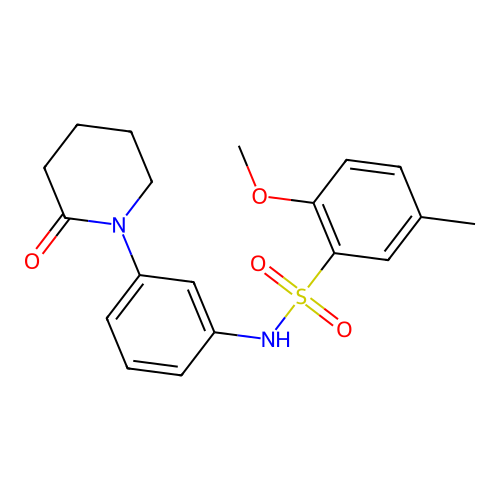 2-methoxy-5-methyl-N-(3-(2-oxopiperidin-1-yl)phenyl)benzenesulfonamide structure