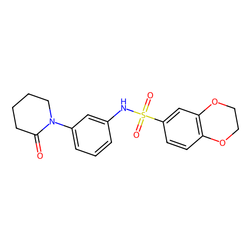 N-[3-(2-oxopiperidin-1-yl)phenyl]-2,3-dihydro-1,4-benzodioxine-6-sulfonamide structure