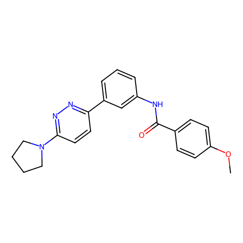 4-methoxy-N-(3-(6-(pyrrolidin-1-yl)pyridazin-3-yl)phenyl)benzamide structure