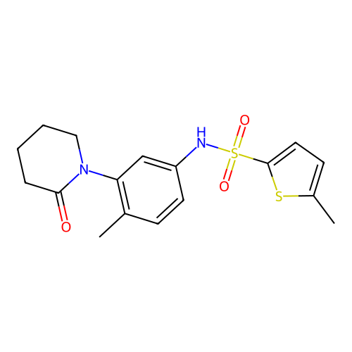 5-methyl-N-[4-methyl-3-(2-oxopiperidin-1-yl)phenyl]thiophene-2-sulfonamide structure