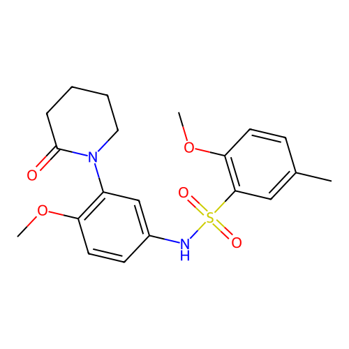 2-methoxy-N-(4-methoxy-3-(2-oxopiperidin-1-yl)phenyl)-5-methylbenzenesulfonamide structure