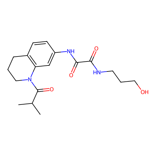 N1-(3-hydroxypropyl)-N2-(1-isobutyryl-1,2,3,4-tetrahydroquinolin-7-yl)oxalamide structure