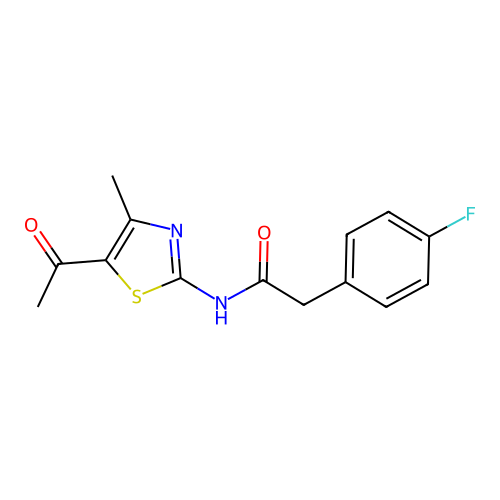 N-(5-acetyl-4-methylthiazol-2-yl)-2-(4-fluorophenyl)acetamide structure