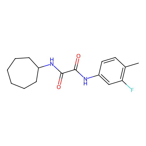 N1-cycloheptyl-N2-(3-fluoro-4-methylphenyl)oxalamide structure