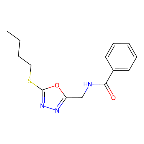 N-((5-(butylthio)-1,3,4-oxadiazol-2-yl)methyl)benzamide structure