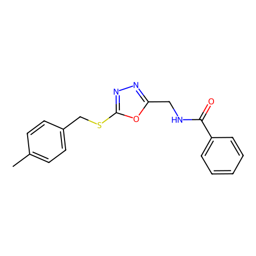 N-((5-((4-methylbenzyl)thio)-1,3,4-oxadiazol-2-yl)methyl)benzamide structure