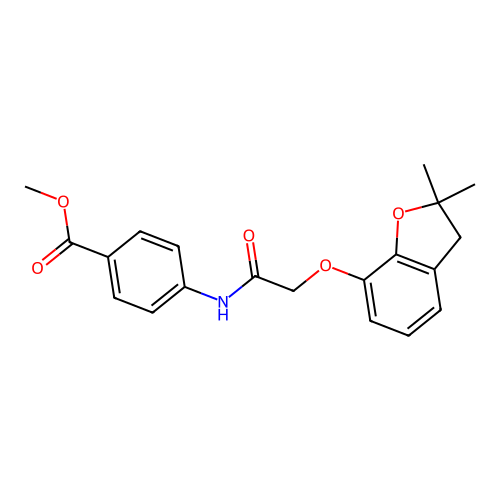 Methyl 4-(2-((2,2-dimethyl-2,3-dihydrobenzofuran-7-yl)oxy)acetamido)benzoate structure