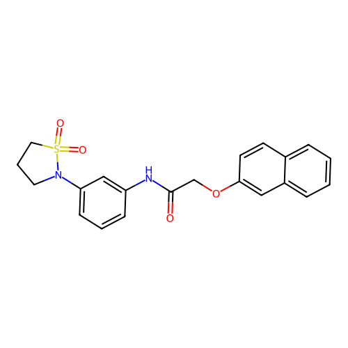 N-(3-(1,1-dioxidoisothiazolidin-2-yl)phenyl)-2-(naphthalen-2-yloxy)acetamide structure