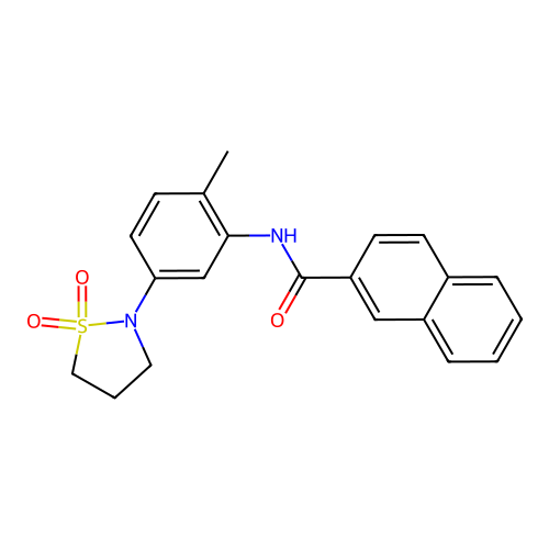 N-(5-(1,1-dioxidoisothiazolidin-2-yl)-2-methylphenyl)-2-naphthamide structure