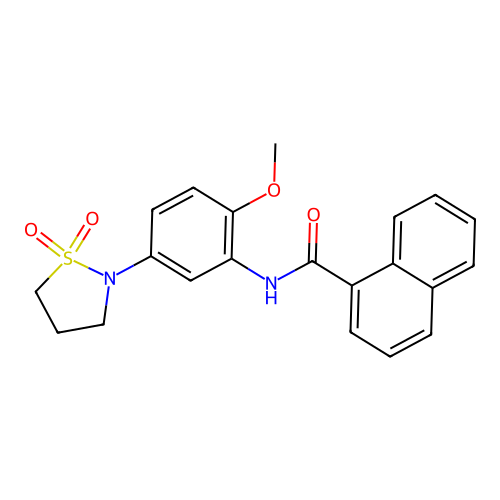 N-(5-(1,1-dioxidoisothiazolidin-2-yl)-2-methoxyphenyl)-1-naphthamide structure